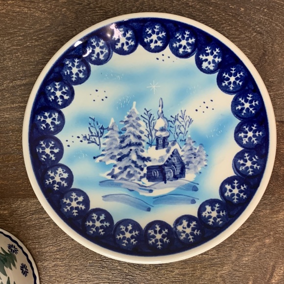 VTG Boleslawiec Polish Pottery Set-Winter Chapel Plate, Reindeer Pine Bowl, Mug - Picture 2 of 8